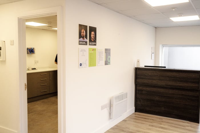 The reception desk at BDSI Clinic in Staple Hill, Bristol